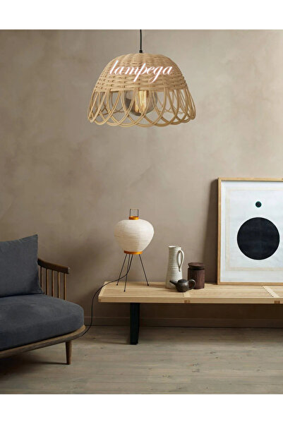 Lampega rattan bambu hasır avize