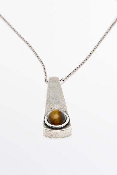 Massimo Dutti Taşlı geometrik uçlu kolye