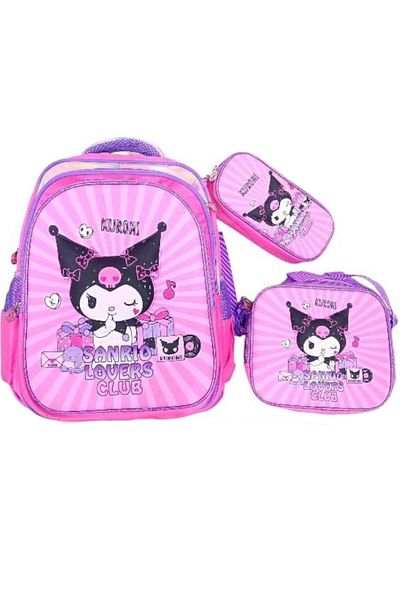 Toybox Kuromi Kids School Bag Set (3-PCS ) for Girls with Lunch Bag & Pencil Case