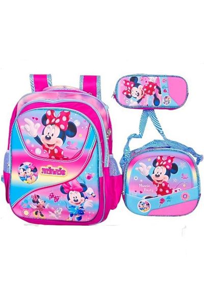 Toybox Minnie Mouse Kids School Bag Set (3-PCS ) for Girls with Lunch Bag & Pencil Case
