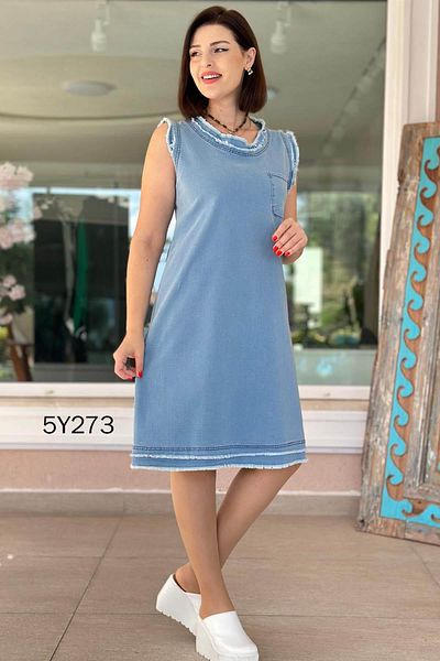 İnce Topuk Lycra Denim Dress 5Y273