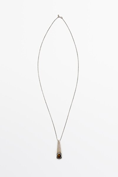 Massimo Dutti Taşlı geometrik uçlu kolye