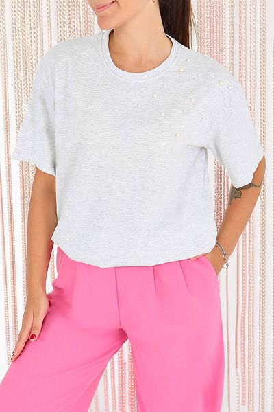 TOFİSA Pearl Short Sleeve T-Shirt Gray - 27543
