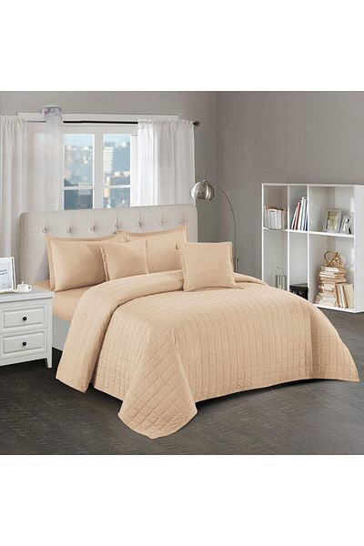 Roshen Plain double quilt set - 6 pieces - quilt 250 x 230 cm - full sheet 200 x 200 + 30 cm