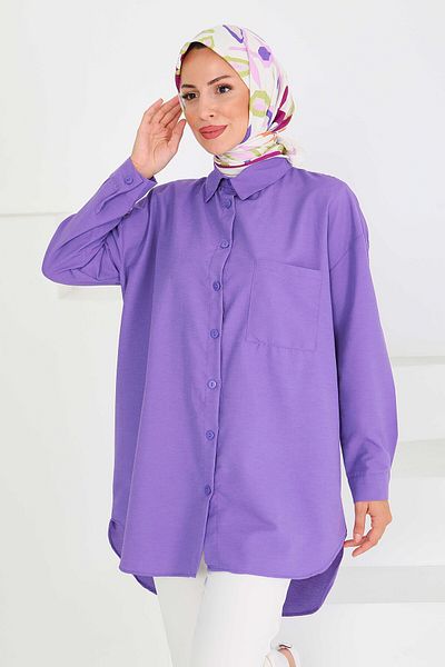 TOFİSA Single Pocket Shirt Purple - 27087