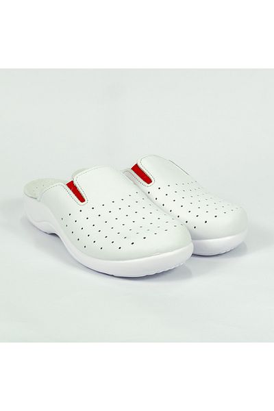 NO BRAND Leather medical clog with colored insert