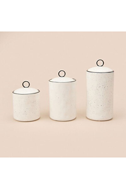 MİEN Mien 3'lü Sıralı Baharatlık Takımı - Beyaz / Siyah
