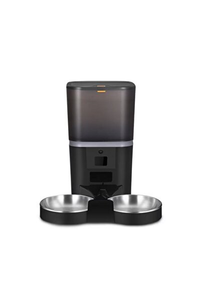 Adamcaly Hrănitor automat pentru câini și pisici, 6L, alimentare dublă, cameră HD, control Wi-Fi, programabil, negru