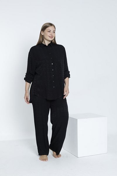 Juliet Deluxe Women's Woven Viscose Fabric Shirt Collar Bottom-Top Set 33607