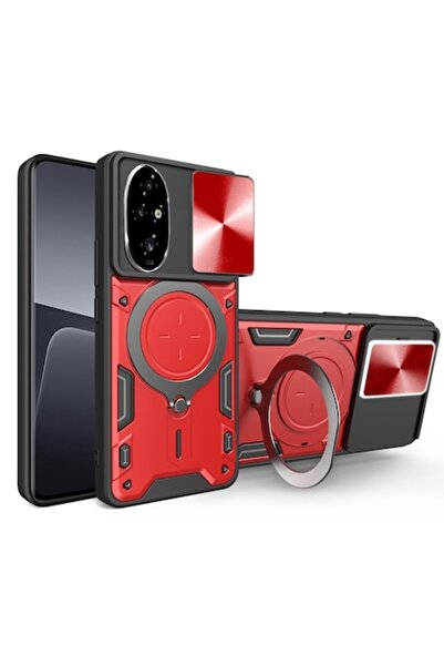 Techsuit Case for Honor 200, CamGuard Pro, B48, Stainless Steel, Red