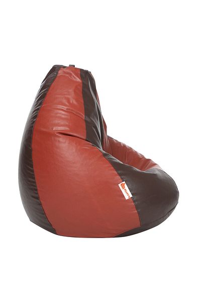 fluffy Brown and burgundy leather bean bag - comfort and elegance in every corner of your home