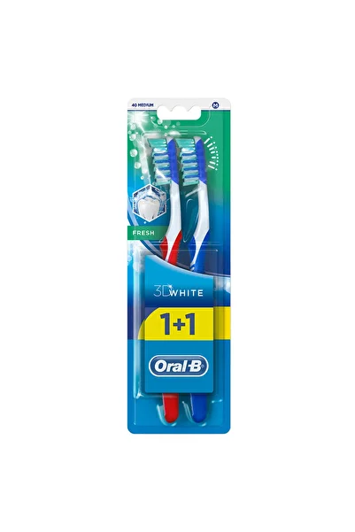 Oral-B Fresh 3D White Toothbrush, Medium, 1+1 Free