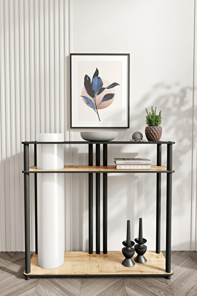 RAVILO Garcia Dresuar Dekoratif Raflı Lambader Meşe, 1. Sınıf MDF ve PVC Başlık