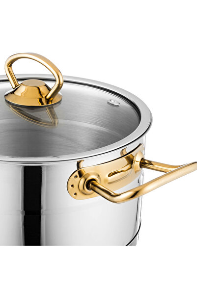 Dania Turkish 18/10 stainless steel cookware set with a glass lid and steel of 7 pieces, 18-20-24-24 cm