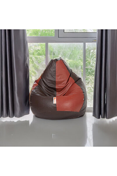 fluffy Brown and burgundy leather bean bag - comfort and elegance in every corner of your home