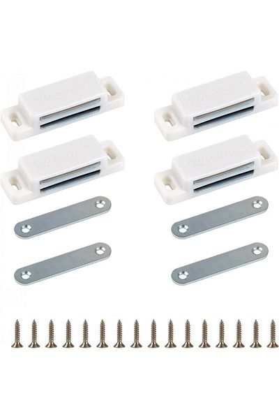 Chifoom Set of 4 magnetic cabinet locks Chifoom, ABS/metal, white/silver, 7.3 x 2.3 x 1.6 cm
