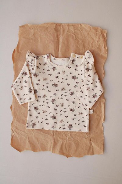 Oh La La Koala For Little Ones Colorful Floral Shoulder Ruffle Long Sleeve Top