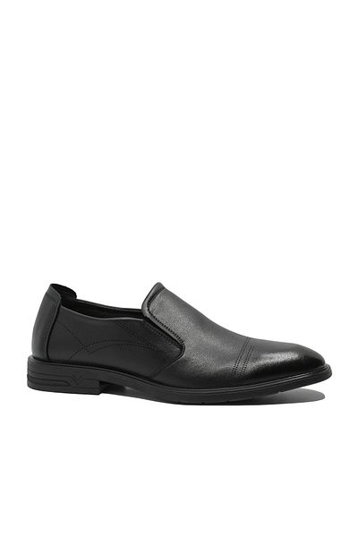 Mels Men's Shoes Without Laces, Black, Made of Leather
