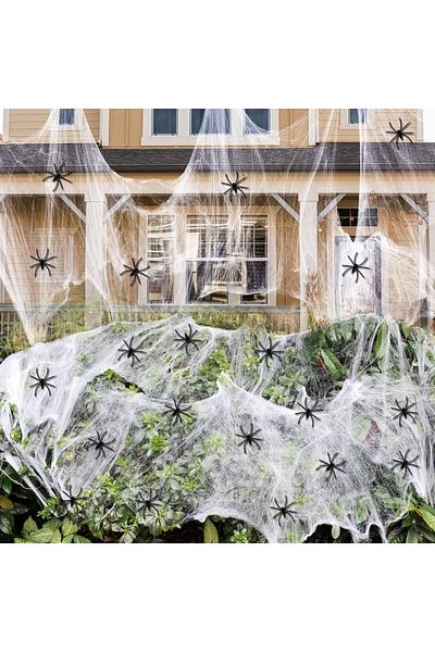 Fohyloy Set of 60 spiders and a decorative Halloween web Fohyloy, plastic, black/white