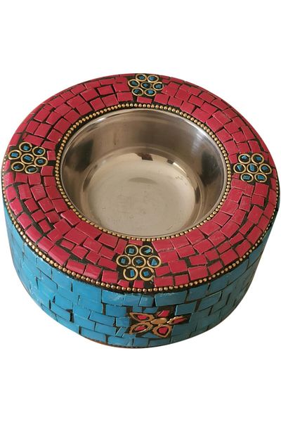 asmiat Home Decor Creative Stylish Design Mini Round Shape Incense Burner Holder (11 x 11 x 5 cm)