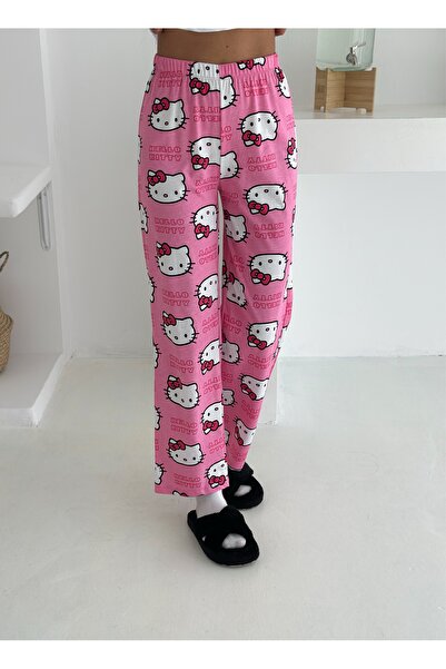 LETS BASIC Σετ πιτζάμες Hello Kitty με τύπωμα Λευκό επάνω μέρος και ροζ κάτω μέρος