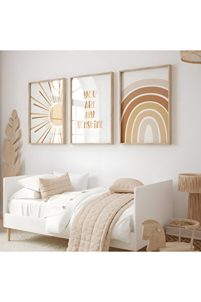Home 3'lü BOHO Sen Benim Güneşimsin, Çocuk Odası Dekoru, Çocuk Odası Tablo , Çerçevesiz Poater