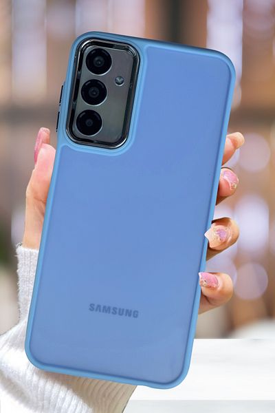 Fibaks Case for Samsung Galaxy A35 Case Metal Frame with Precise Button Colorful Frosted Transparent Cover