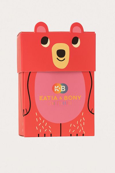 Katia&Bony Girl's Teddy Bear Patterned 2-Piece Boxed Socket Socks Pink
