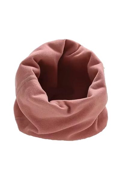 KERNOWSUN Children's Scarf with Rolled Collar, Single Color, Powder Pink, 40x20 cm