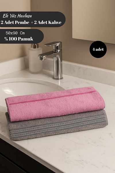 MixCotton Home 100% Cotton Hand Face and Hair Towel 4 Pack 50X90 cm