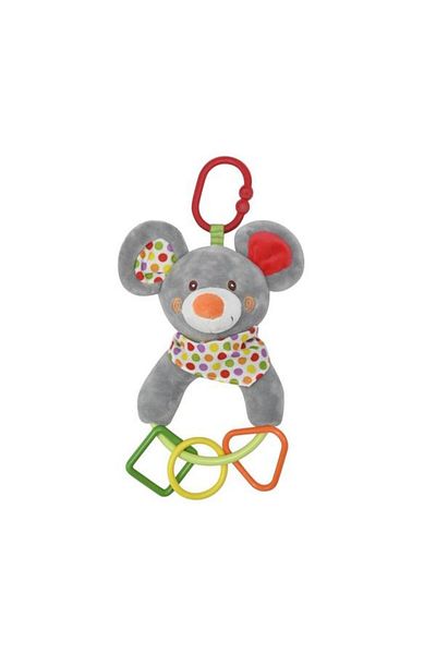 LORELLİ Plush Toy, Lorelli, Mouse, 20 cm, with Rattling Geometric Shapes, 0 Months+