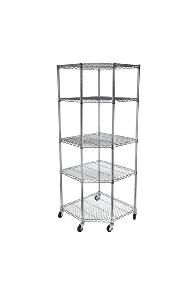 Seville Classics رف تخزين بعجلات من إشبيلية، مصنوع من الفولاذ المقاوم للصدأ المتين، مقاوم للتآكل، بخمس طبقات