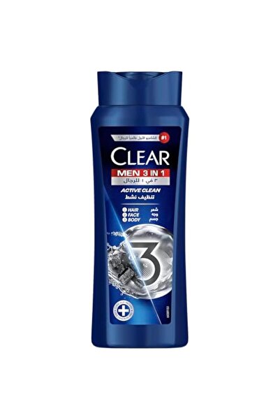 Clear Regular شامبو كلير 3 في 1 للرجال، شامبو مضاد للقشرة للشعر والوجه والجسم، تنظيف فعال، مضاد للقشرة بنسبة 100%