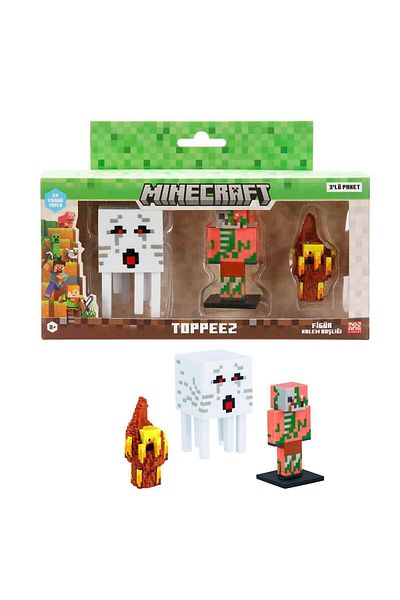 MINECRAFT 3D Toppeez Figure and Pen Head 3 Pack - Ghast - Zombie Pigmen - Blaze
