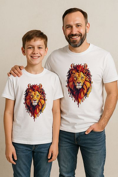 sielta Lion Lion Printed Father Son Combination T-Shirt (Add Separately to the Cart)
