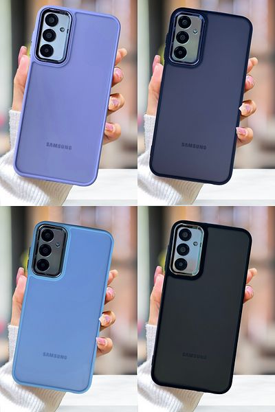 Fibaks Case for Samsung Galaxy A35 Case Metal Frame with Precise Button Colorful Frosted Transparent Cover