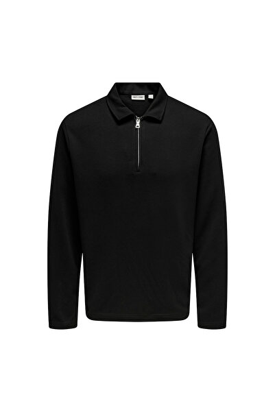 Only & Sons Newkoodly Erkek Siyah Polo Sweatshirt (22034756-JBK)