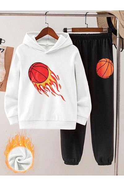 aynewmoda Sweatshirt and sweatpants with football graphics 2-piece set