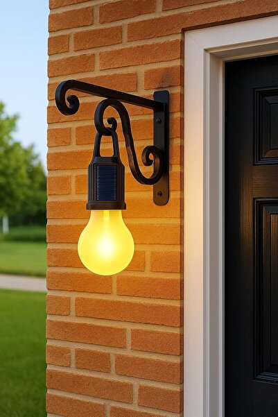Kyrotech Güneş Enerjili LED Dış Mekan Lamba – Su Geçirmez, Ferforje Askılı, U...