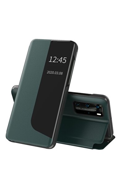 OEM Husă de protecție pentru Huawei P40 Pro, ergonomică, seria eFold, O6031, piele, verde închis,Stoc
