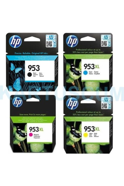 HP 953 + 953XL Sarı Kırmızı Mavi Siyah Kartuş Seti - Officejet Pro 7720/7730/7740/8210