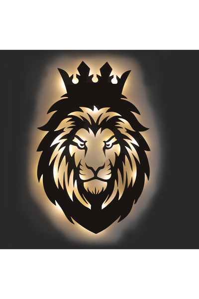 Lucenda Led Işıklı Portre Aslan Figürlü Tablo Duvar Dekorlu Gece Lambası