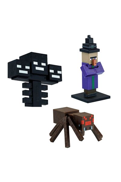 MINECRAFT 3D Toppeez Figure and Pen Head 3 Pack - Spider - Wither - Witch