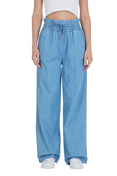 Rodi Jeans Loose Wide Leg Slim Fit 100% Cotton Slim Jeans with Elastic Waist and Lace-Up