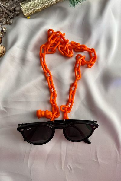 Melyonek Colorful Thick Glasses Chain Glasses Lanyard with Charm Orange