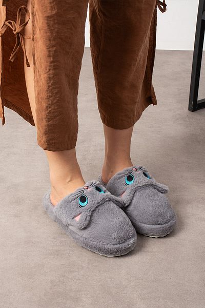 StWenn Cat Figured Women's House Slippers Soft Plush Non-Slip Sole