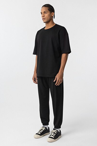 VAMOSCLO Βασικό σετ αθλητικής φόρμας oversized τεμαχίων ελαστικό μαύρο