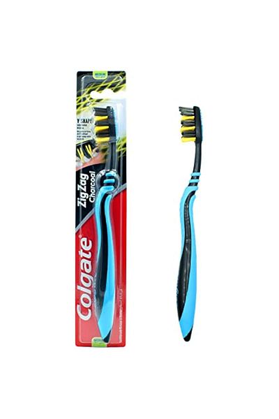 Colgate Zigzag Charcoal Medium Toothbrush Multi Color - 1Pk