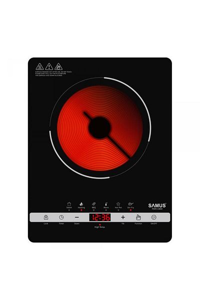 Samus Plita Electrica Vitroceramica PSVFE-11 BG 4, Infrarosu, Portabila, 2000 W, Control Tactil, 10
