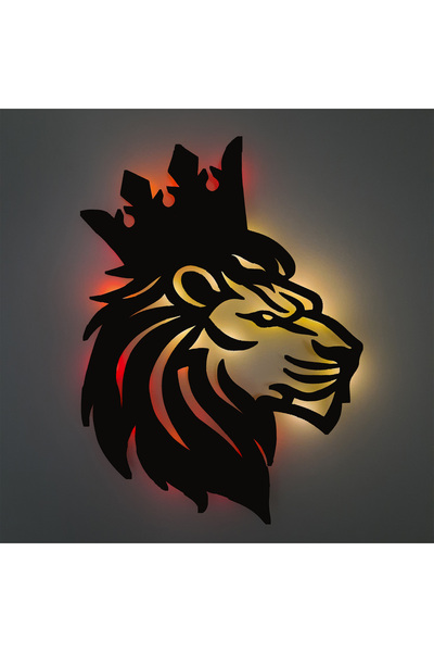 Lucenda Led Işıklı Yan Portre Aslan Figürlü Tablo Duvar Dekorlu Gece Lambası